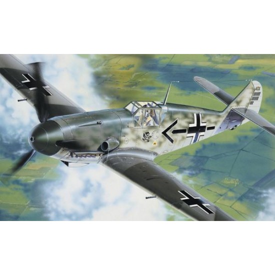 1/72 Messerschmitt Bf-109F Model Set (Acrylic Paints, Liquid Cement & Brush included)