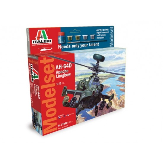 1/72 Boeing AH-64D Apache Longbow Model Set (Acrylic Paints, Cement & Brush included)