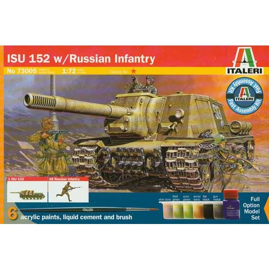 1/72 ISU 152 w/Russian Infantry Model Set (Acrylic Paints, Liquid Cement &Brush included)