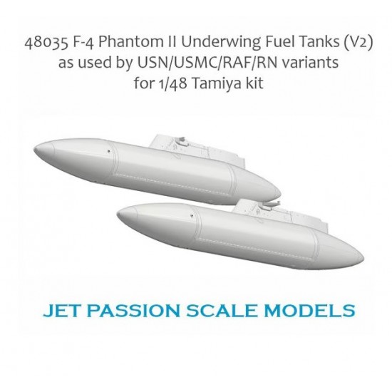1/48 USN/USMC/RAF/RN F-4 Phantom Underwing Fuel Tanks (2pcs) for Tamiya kits