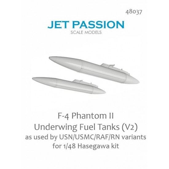 1/48 USN/USMC/RAF/RN F-4 Phantom Underwing Fuel Tanks (2pcs) for Hasegawa kits