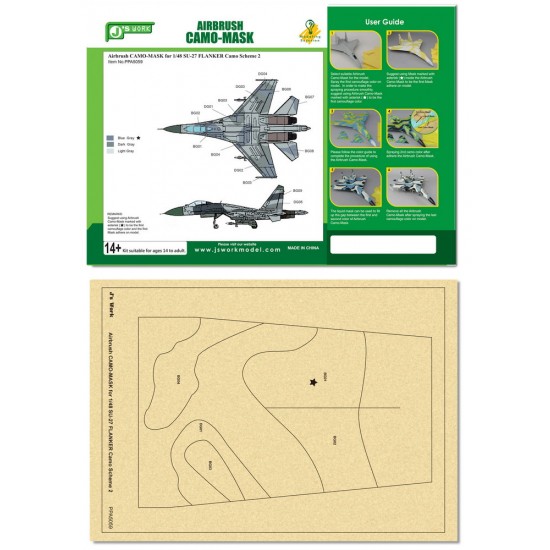 Airbrush Camo-Mask for 1/48 SU-27 FLANKER Camo 2
