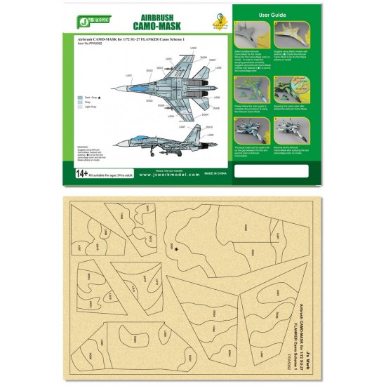 Airbrush Camo-Mask for 1/72 SU-27 FLANKER Camo 1