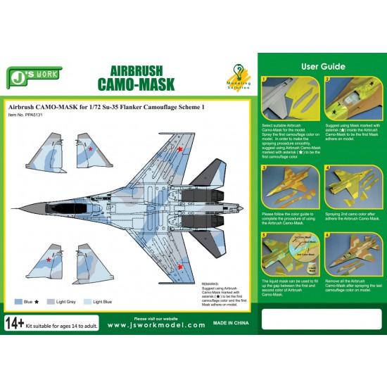 Airbrush Camo-Mask for 1/72 Sukhoi Su-35 Flanker Camouflage Scheme 1