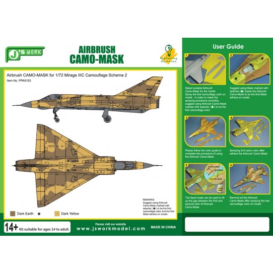 Airbrush Camo-Mask for 1/72 Dassault Mirage IIIC Camouflage Scheme 2