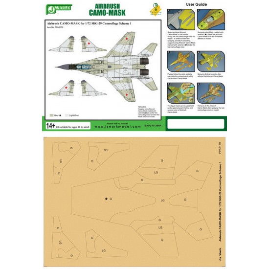 1/72 Mikoyan MiG-29 Camouflage Scheme Vol.1 Airbrush Paint Masks