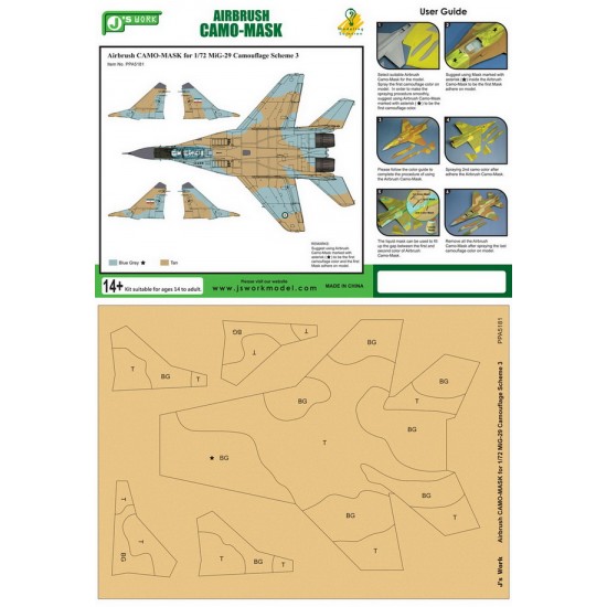 1/72 Mikoyan MiG-29 Camouflage Scheme Vol.3 Airbrush Paint Masks