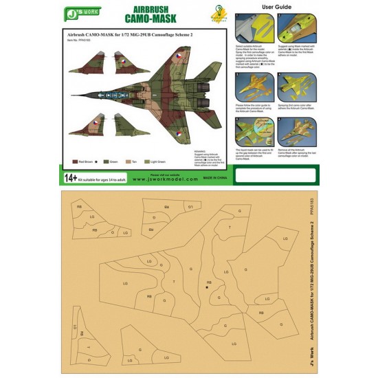 1/72 Mikoyan MiG-29UB Camouflage Scheme Vol.2 Airbrush Paint Masks