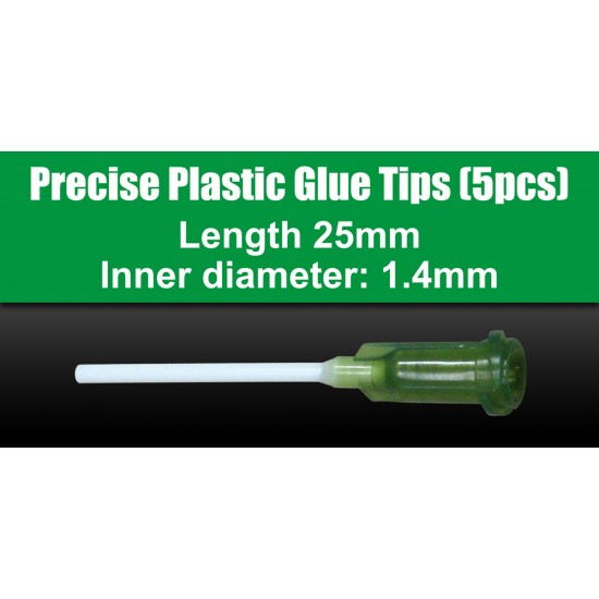 Precise Plastic Glue Tips (5pcs, Inner Diameter: 1.4mm, Length: 25mm)
