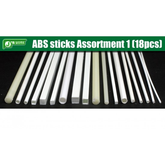 ABS Sticks Assortment Set #1 (18pcs, each length: 250mm, diametre: 0.5-5mm)