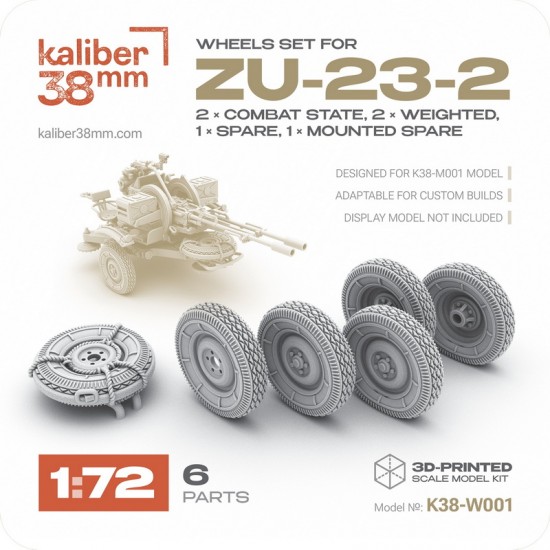1/72 Zu-23-2 Wheels Set (2x Combat State, 2x Weighted, 1x Spare, 1x Mounted Spare)