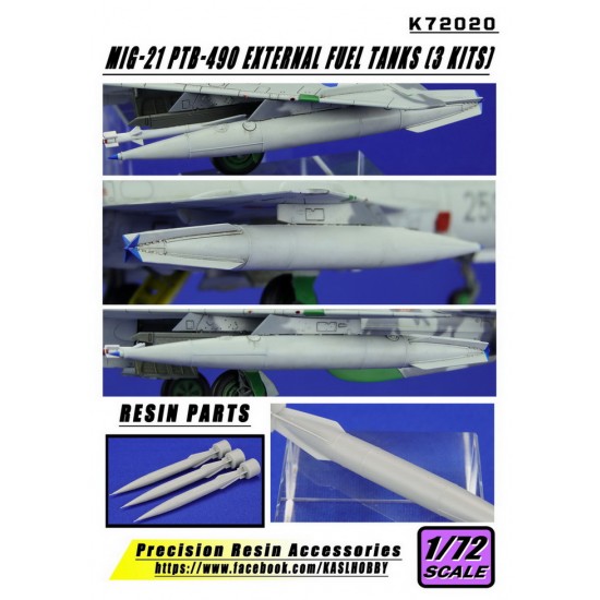 1/72 Mikoyan-Gurevich MiG-21 PTB-490 External Fuel Tanks (3pcs)