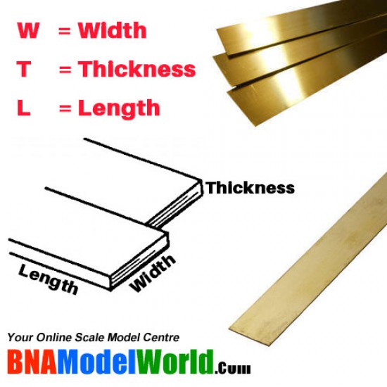 Brass Strips Set - W: 50.8mm, T: 0.41mm, L: 304.8mm (5pcs)