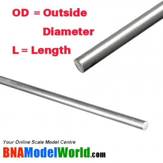 Round Aluminum Rod - OD: 6.35mm, L: 305mm