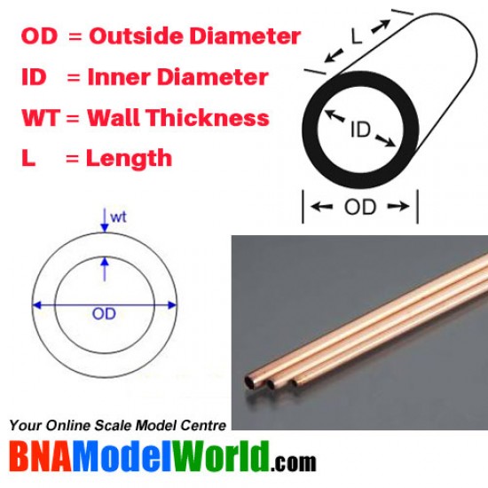 Small Round Copper Tubes Set #Bendable (3pcs, 3 sizes, L: 304.8mm)