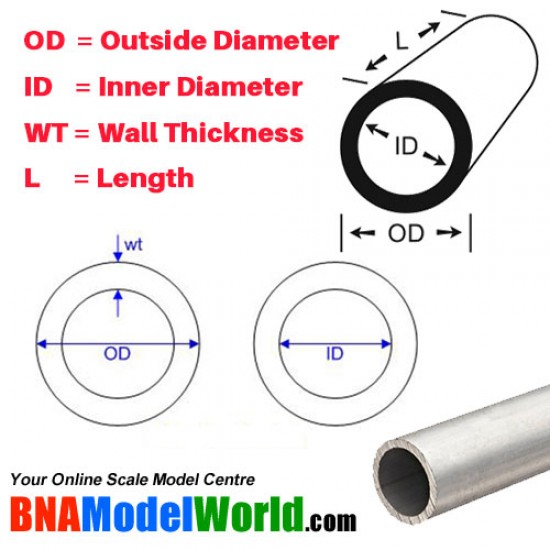 Round Aluminum Tube - OD: 6.35mm, L: 304.8mm, WT: 0.3556mm