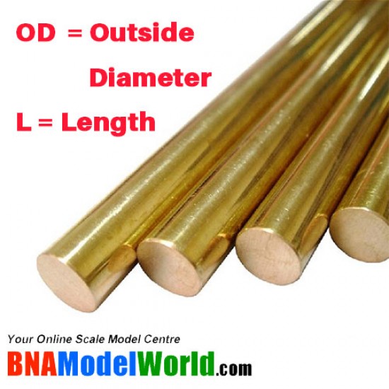 Round Brass Rod - OD: 2.5mm, L: 300mm (4pcs)