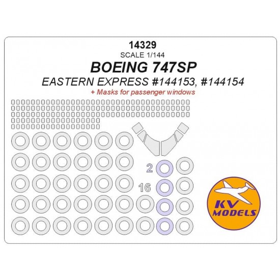 1/144 Boeing 747SP Passenger Windows & Wheels Masks for Eastern Express #144153/144154