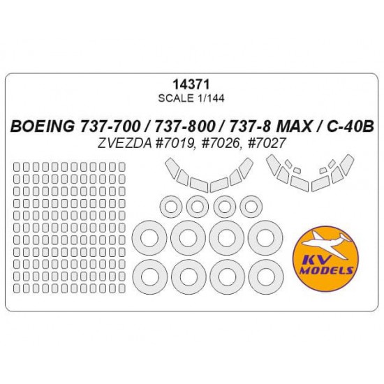 1/144 Boeing 737-700 / C-40B / 737-800 / 737-8 MAX Masks for Zvezda #7019, 7026