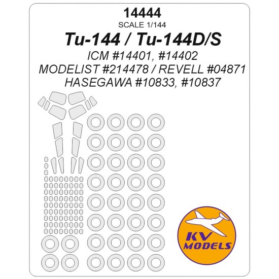 1/144 Tupolev Tu-144/D/S Masking for ICM/Modelist/Revell/Hasegawa kits