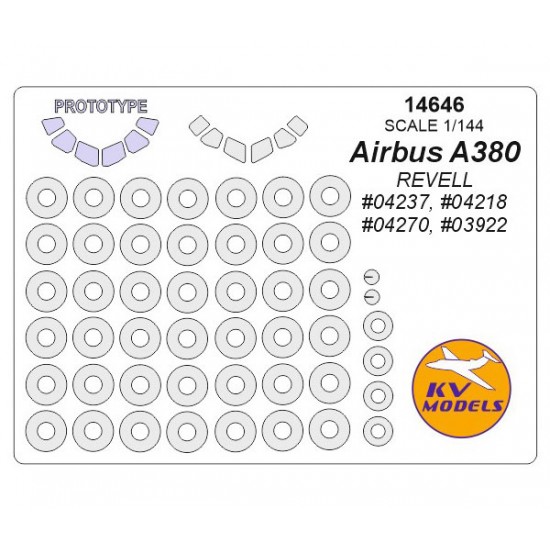 1/144 Airbus 380 Prototype Masks for Revell #04237, #04218, #04270, #03922 w/Wheels Masks