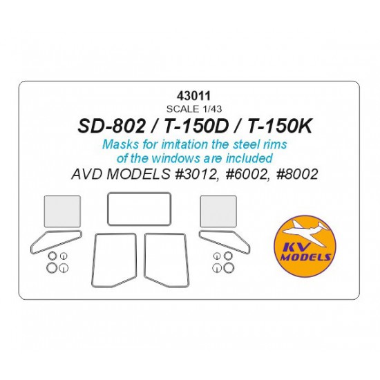 1/43 SD-802 / T-150D / T-150K Masks for AVD Models #3012, #6002, #8002