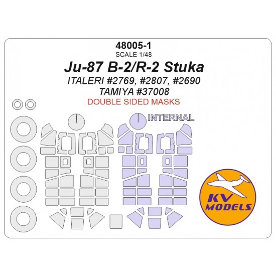 1/48 Ju-87 B-2/R-2 Stuka Double-sided Masks for Italeri / Tamiya kits