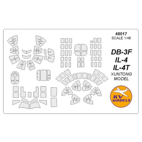 1/48 Ilyushin DB-3F/IL-4/IL-4T Paint Masking w/Wheels Masks for Xuntong Model kits