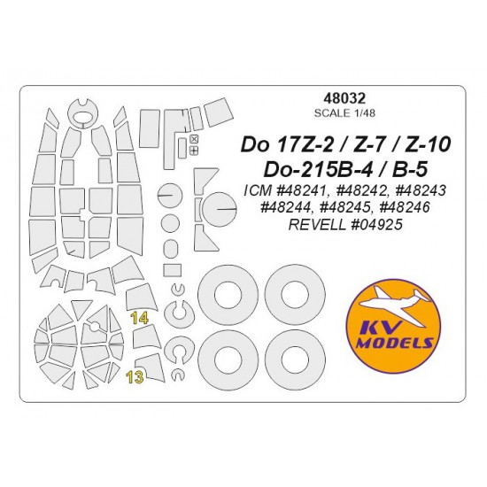 1/48 Do 17Z-2/Z-7/Z-10/Do-215B-4/B-5 Paint Masking for ICM/Revell kits