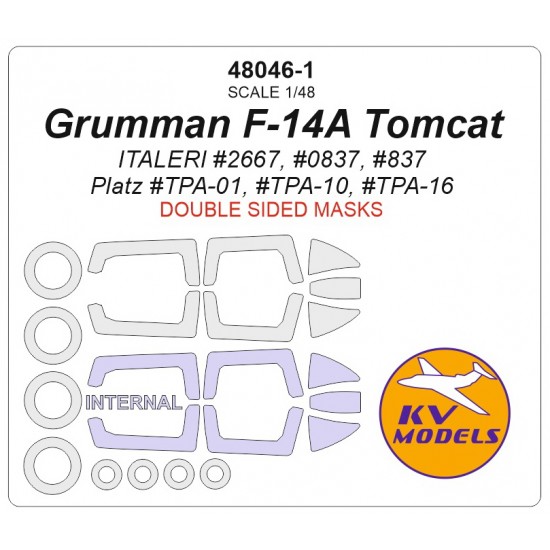 1/48 Grumman F-14A Tomcat Double-sided Masks for Italeri / Platz kits