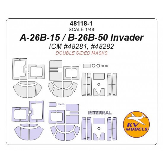 1/48 A-26B-15/B-26B-50 Invader Double-sided Masking for ICM #48281, #48282