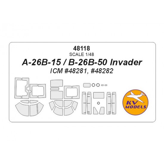1/48 A-26B-15/B-26B-50 Invader Masking for ICM #48281, #48282