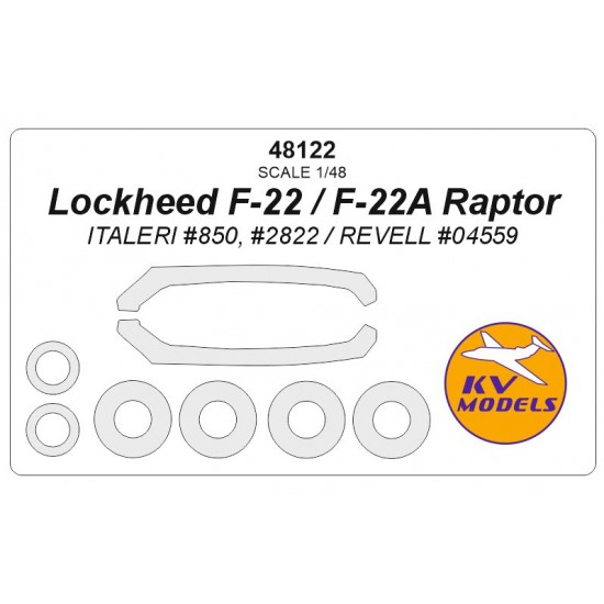 1/48 Lockheed F-22/F-22A Raptor Masking for Italeri #850/2822/Revell #04559