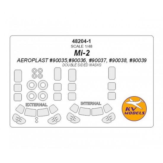 1/48 Mi-2 Double-sided Masking for Aeroplast #90035,#90036, #90037, #90038, #90039