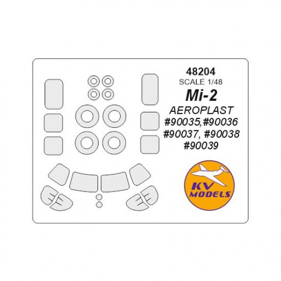 1/48 Mi-2 Masking for Aeroplast #90035,#90036, #90037, #90038, #90039