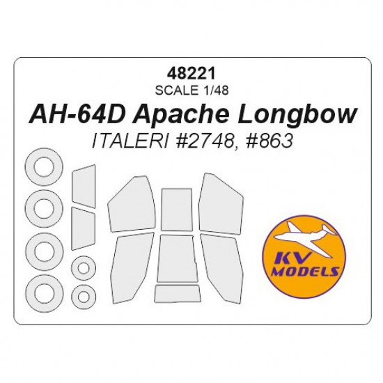 1/48 AH-64D Apache Longbow Masking for Italeri #2748, #863