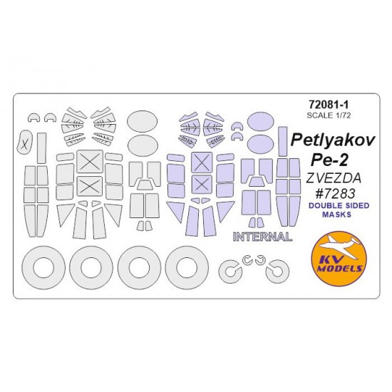 1/72 Petlyakov Pe-2 Double sided Masking w/Wheels Masks for Zvezda #7283