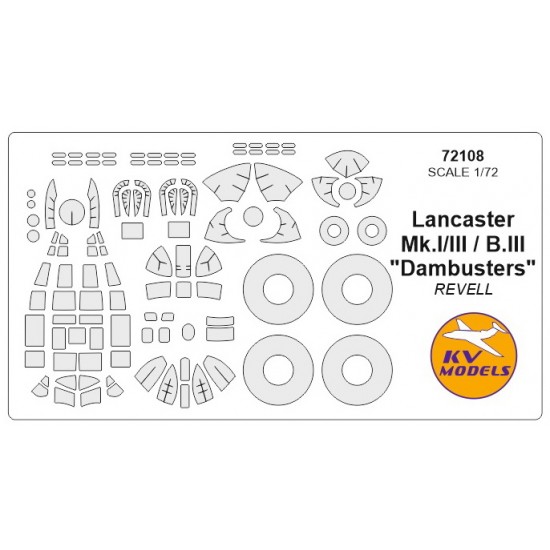 1/72 Lancaster Mk.I/III/B.III Dambusters Masking w/Wheels Masks for Revell kits