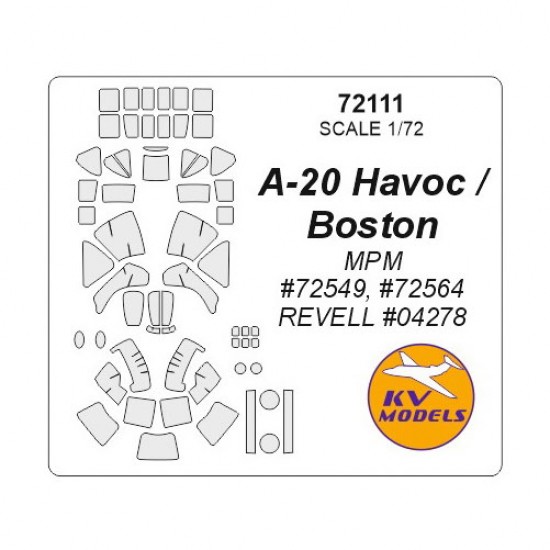 1/72 A-20J/Mk.V Boston Masking for Revell/Mpm kits