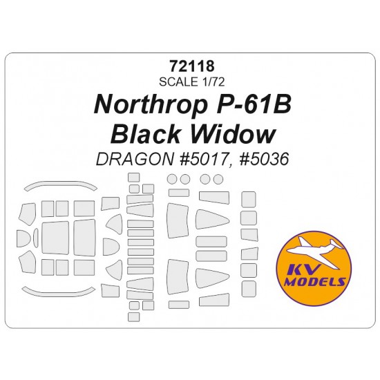 1/72 P-61B Black Widow Masking for Dragon kit #5036