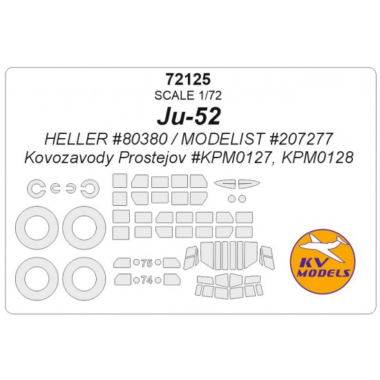 1/72 Ju-52/3M Masking w/Wheels Masks for Heller/Modelist kits