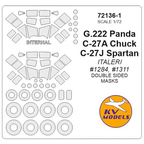 1/72 G.222 Panda/C-27A Chuck/C-27J Spartan Double sided Masking for Italeri #1284, #1311
