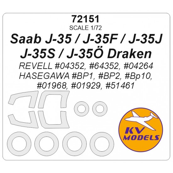 1/72 Saab J-35/J-35F/J-35J/J-35S/J-35o Draken Masking for Revell/Hasegawa