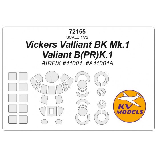 1/72 Vickers Valliant Bk Mk.1/Valiant B(Pr)K.1 Masking for Airfix #11001 #A11001A