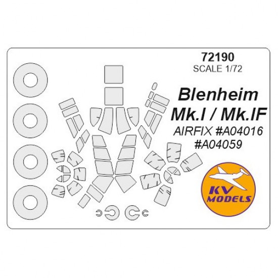 1/72 Blenheim Mk.I/Mk.IF Masking w/Wheels Masks for Airfix #A04016, #A04059