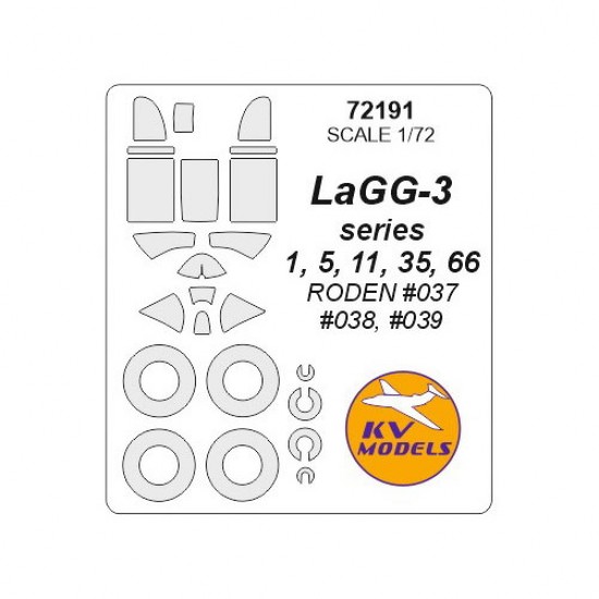 1/72 LaGG-3 series 1, 5, 11, 35, 66 Masking w/Wheels Masks for Roden #037, #038, #039