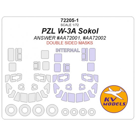 1/72 PZL W-3A Sokol Double-sided Masks for Answer #AA72001, #AA72002