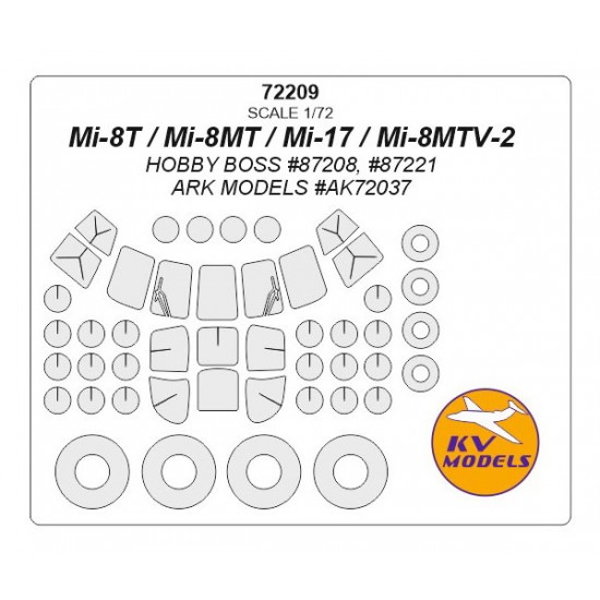 1/72 Mi-8T/MT/17/Mi-8MTV-2 Masking for HobbyBoss/Ark Models kits