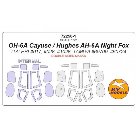 1/72 OH-6A Cayuse/Hughes AH-6A Night Fox Double sided Masking for Italeri/Tamiya kits