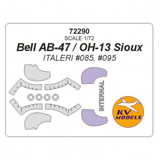 1/72 Bell AB-47/OH-13 Sioux Masking for Italeri #085, #095